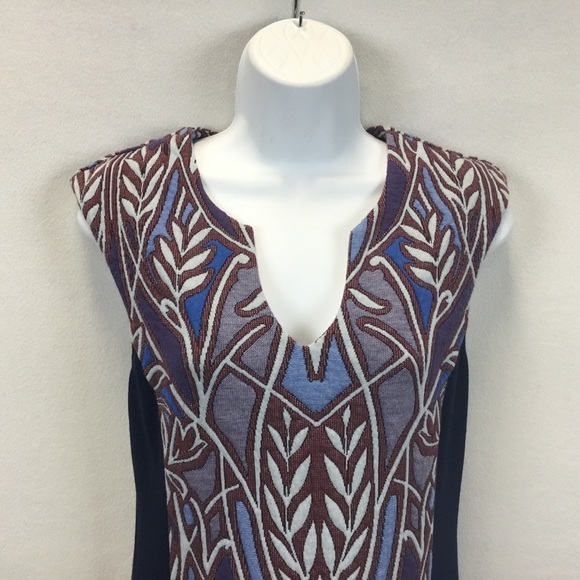 Anthropologie HD in Paris Cleo Jacquard Sheath Dress Blue Sleeveless Size S - Picture 3 of 12